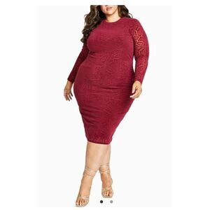 NINA PARKER PLUS EMBOSSED LONG SLEEVE BODYCON DRESS NWT 0X